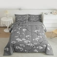 thumbnail image 2 of Manfei Chic Plum Blossom Bedding Comforter Set, Vintage White Floral Twin Comforter Sets, Gray Aesthetic Bedding Set for Girls Women, Ultra Soft Home Decor, 2pcs Reversible, 2 of 8
