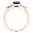 thumbnail image 4 of 1.62 ctw 3 Stone Anniversary Ring for Women | Square Emerald Cut Simulated Blue Sapphire | Hyperallergenic Solid 18K Rose Gold, 4 of 5