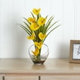 thumbnail image 3 of Nearly Natural 15.5in. Calla Lily and Grass Artificial Flower Arrangement in Vase, Yellow, 3 of 3