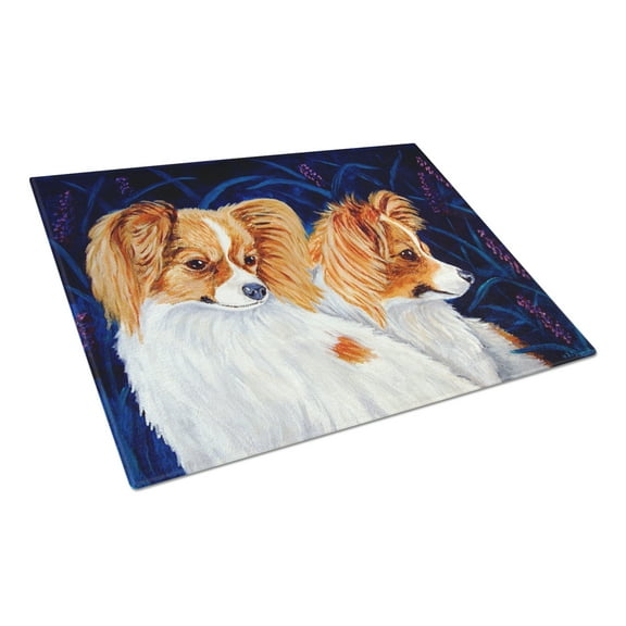 Carolines Treasures 7241LCB Papillon Glass Cutting Board Large, 12H x 16W, multicolor