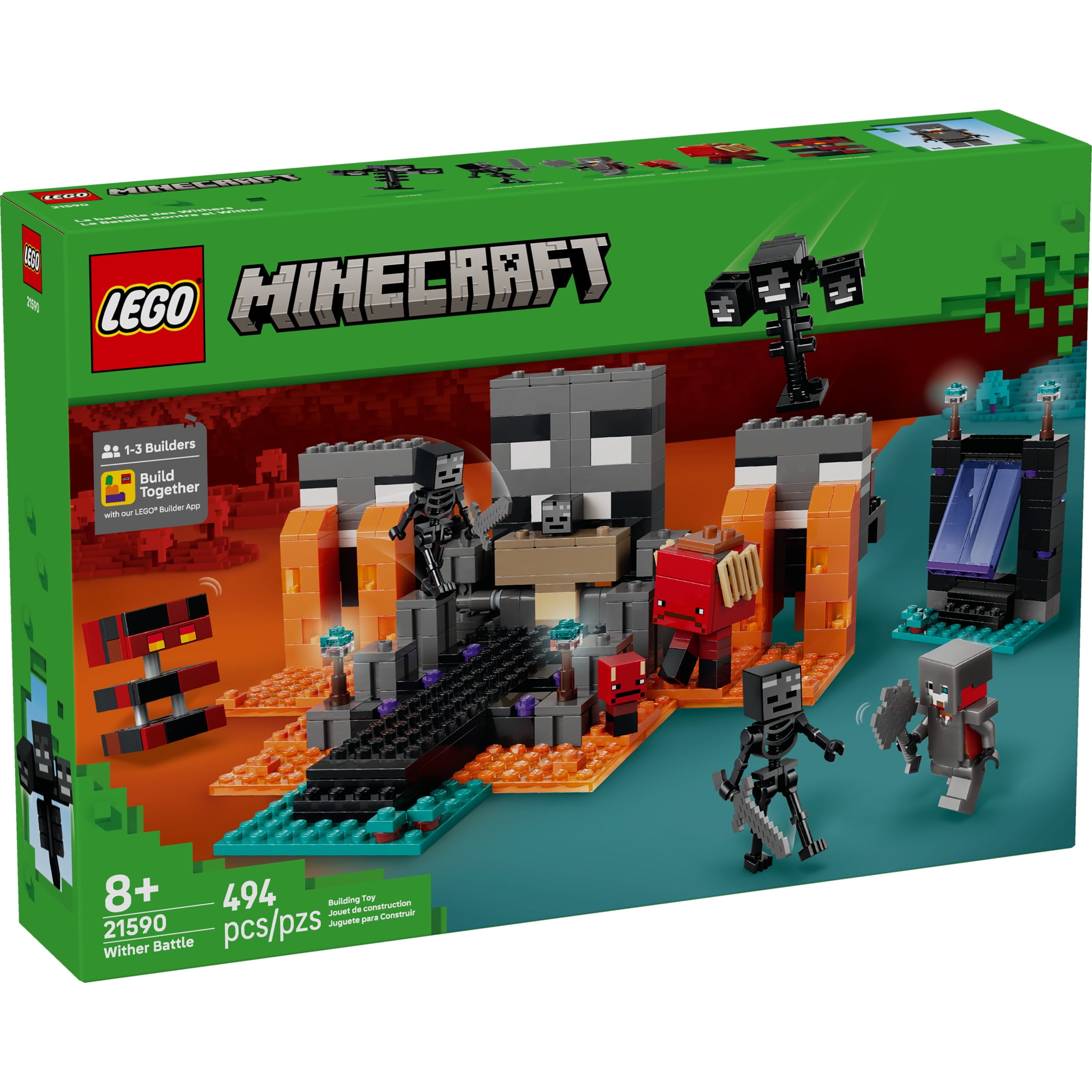LEGO Minecraft Wither Battle Building & Pretend Play Toy for Boys & Girls - Video Game Playset & Toy Figures for Kids, Ages 8+ - W/Crimson Warrior Minifigure & More - Gift Idea for Birthdays - 21590
