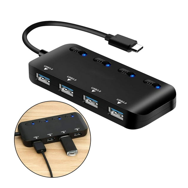 Hub USB 3.0 Hugo 4 Puertos Portátil Tipo C