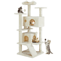 Aukfa Large Cat Tree Cat Tower Condo with Scratching Post for Adult Cats Kittens,Beige