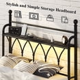 thumbnail image 6 of Metal Bed Frame Full Size with LED Lights, Modern Platform Bed with Charging Station, Black, 6 of 12