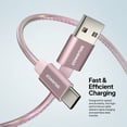 thumbnail image 3 of Powertek USB-A to USB-C (Type-C) Metallic Shine Pastel Charging Cable, 6 ft, Pink, 3 of 6