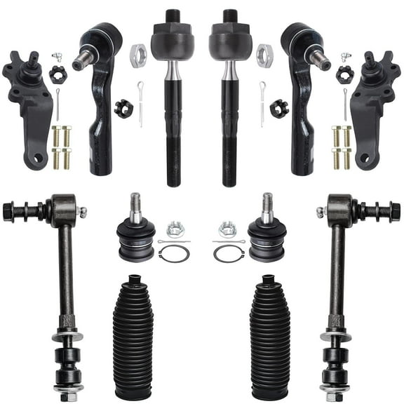 Detroit Axle - 12pc Front Suspension Kit for 2001 2002 Toyota Sequoia, 2002 Tundra, 4 Upper Lower Ball Joints, 4 Inner Outer Tie Rods, 2 Sway Bar Links, 2 Boots, Replacement