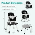thumbnail image 3 of Costway  8-in-1 Baby High Chair Convertible Dining Booster Seat w/ Removable Tray Black, 3 of 9