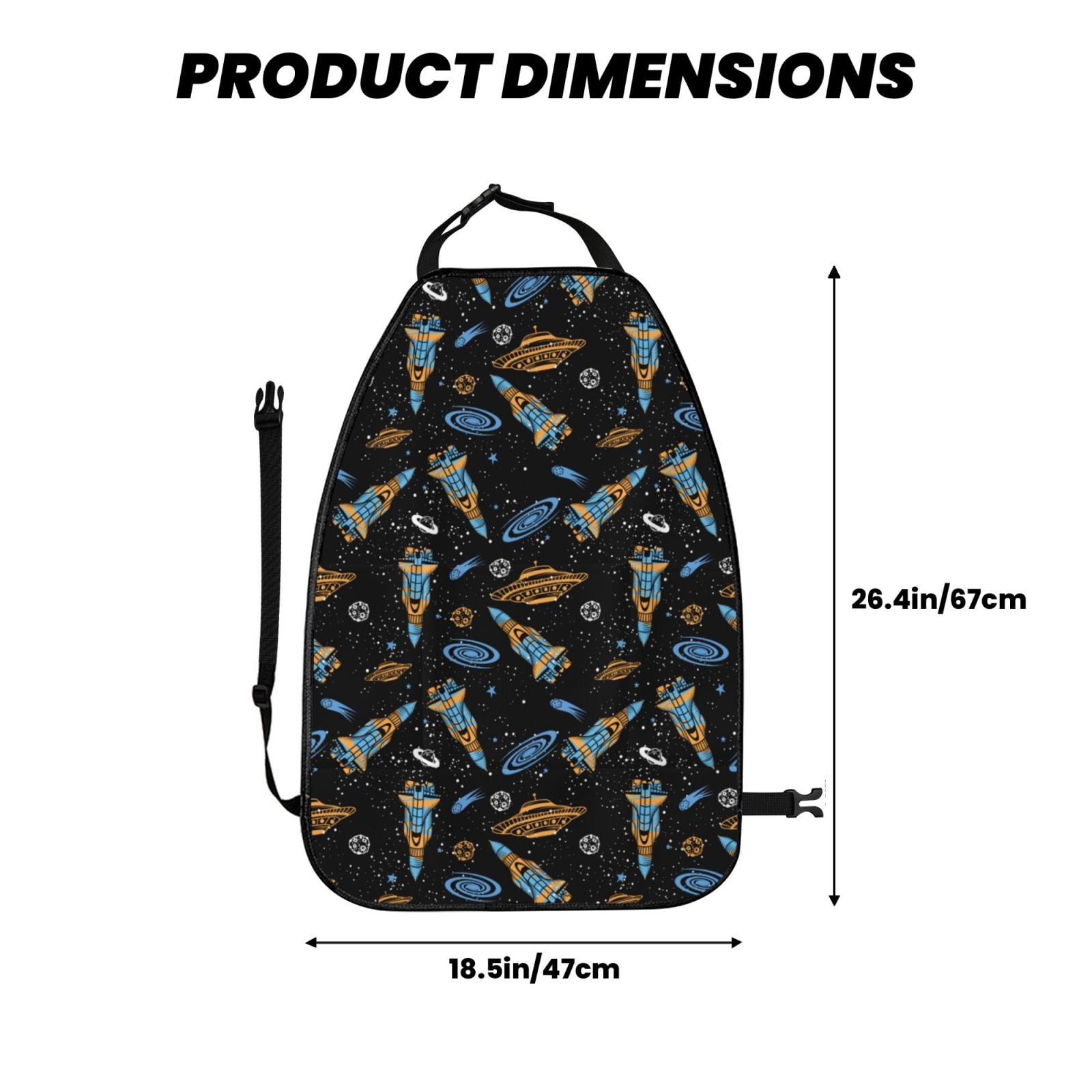 Xecao Space Rockets Pattern Car Seat Back Protector 2 Pack Large Capacity Pocket, Kick Mats Back Seat Protector