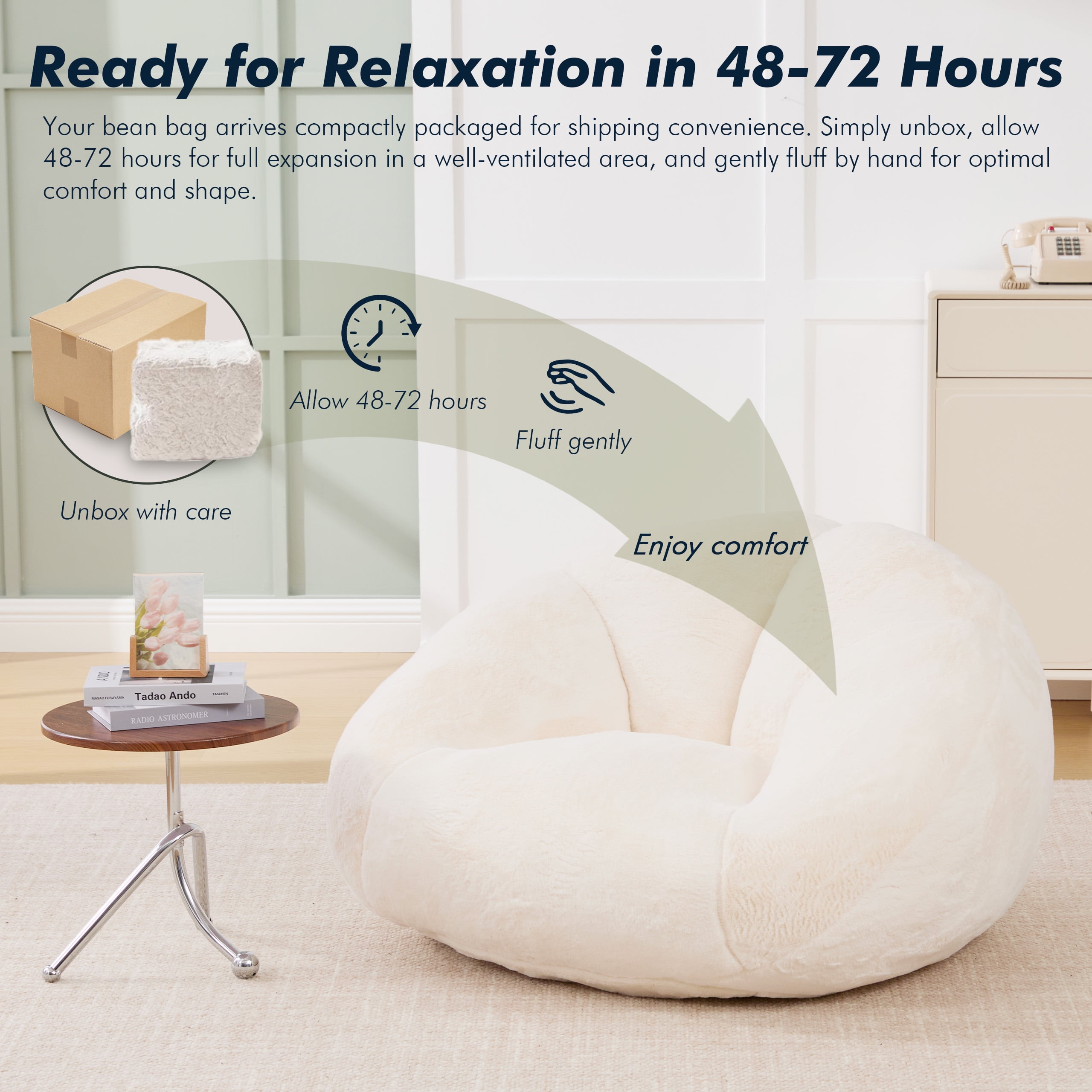 Homefun Bean Bag Chair Lazy Sofa for Adults Teens,Shell Shaped Comfy Sofa with Armrests for Bedroom Living Room,Gaming Reading