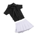 thumbnail image 2 of Ropa para figuras femeninas a escala 1/12, figuras de acción, ropa, falda corta, camisa y , hecha a mano, disfraz en miniatura para femeninas Camisa negra, 2 of 8