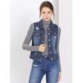 thumbnail image 3 of Unique Bargains Women's Turn Down Collar Button Denim Washed Vest, 3 of 6