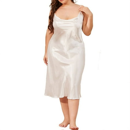 Kadahis Women s Sexy Plus Size Ladies Nightdress Spaghetti Strap Satin Long Lingerie Dress Suspender Comfy Slip Chemise Nightgown Sleepwear