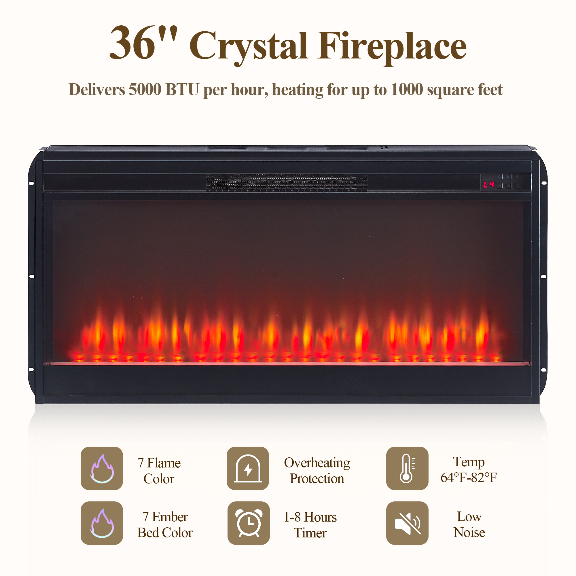 KeyWhat 70" Fireplace TV Stand with 36" Crystal Fireplace photo 4