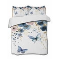 thumbnail image 2 of Navy Blue Spring Floral Twin Size Down Alternative Comforter, Lightweight Comforter Quilt Bedding Set with Pillow Shams Farmhouse Butterfly Watercolor All Seasons Bed Comforter Duvet Insert 68"x86", 2 of 7