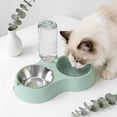 thumbnail image 6 of SHENGXINY Stainless Steel Cat Food Bowl and Water Bowl Set - 2 in 1 Automatic Gravity Water Dispenser, Integrated Food Water Bowl for Small Medium Dogs & Cats Green 11.81x4.72x10.24in, 6 of 6