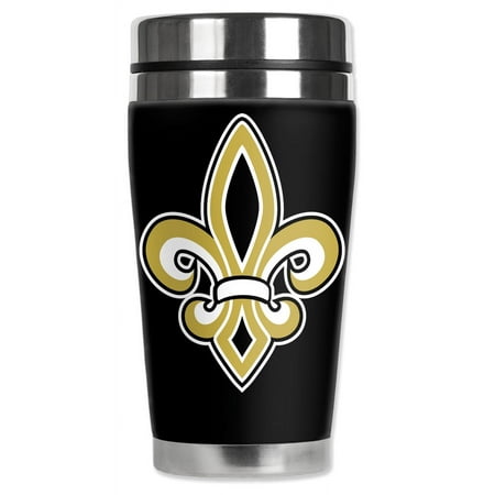 

Mugzie brand 20-Ounce MAX Stainless Steel Travel Mug with Insulated Wetsuit Cover - Fleur-de-lis