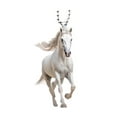 thumbnail image 2 of Dserhfy White Horse Christmas Ornaments 2D Flat Acrylic Running Horse Car Rear View Mirror Charm Auto Hanging Pendant for Holiday Home Tree Decor, 2 of 8