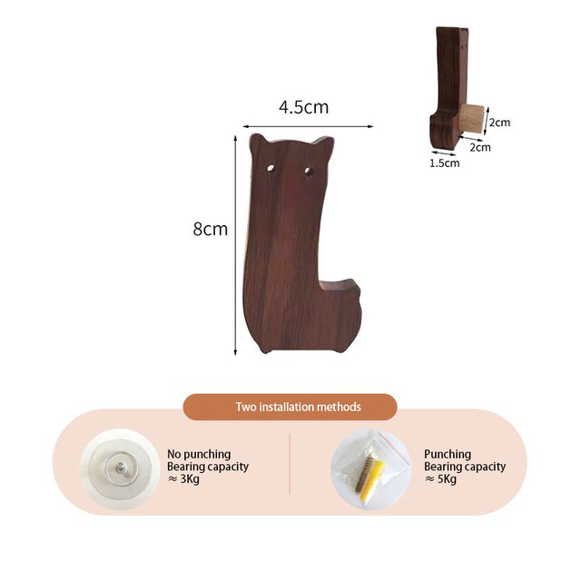 1 Uds nuevo gancho de madera creativo nórdico lindo gancho de Animal colgante de pared gancho para abrigos decoración del hogar gancho de madera maciza accesorios de cocina
