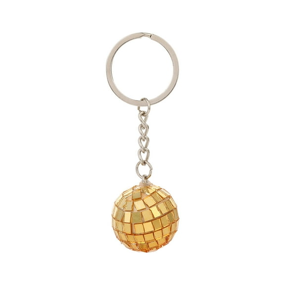 HomeDM Christmas Balls Ornaments, Mini Mirror Ball Hanging Decorative for Christmas Tree Party Halloween 0.98"/2.5cm Keychain Pendant for Bag Decor Gold