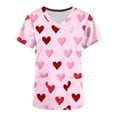 thumbnail image 4 of Valentines Day Scrub Tops Women, Heart Blouses for Women, Short Sleeve V Neck Shirts Women's Valentine's Day Printed Blouse with Pockets Nurse Tops Short Sleeved V-Neck Tops Shirt, 4 of 5