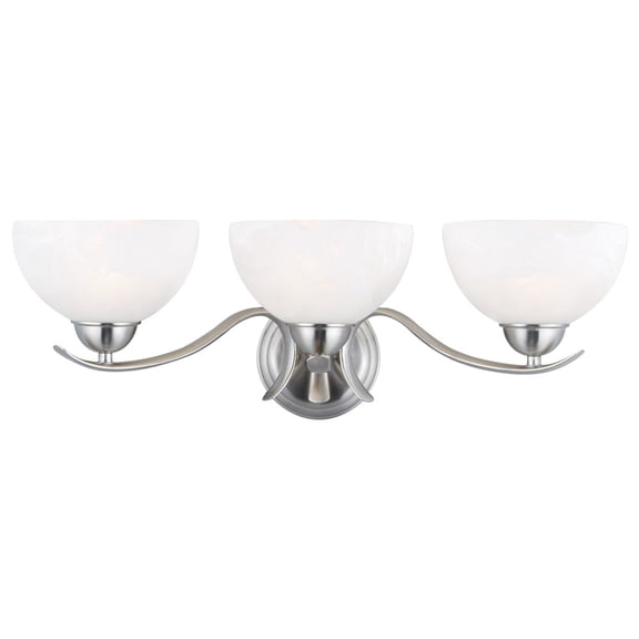 Design House 512541 Trevie Traditional 3-Light Indoor Bathroom Vanity Light Dimmable Alabaster Glass for Over the Mirror, Satin Nickel