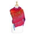 thumbnail image 2 of Pashmina Wrap Shawl Scarf Double Side Rainbow Silky Exotic Tropical Colorful, 2 of 3