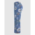 thumbnail image 6 of Floral Print Wide Leg Pants for Women Trendy Mid Rise Boho Ankle Cute Jeans Light Blue L, 6 of 8