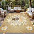 thumbnail image 2 of Brown Daisy Bees Outdoor Rug for Patio/Deck/Porch, Non-Slip Large Area Rug 6 x 9 Ft, Spring Farmhouse Honey Floral Rings Indoor Outdoor Rugs Washable Area Rugs, Reversible Camping Rug Carpet Runner, 2 of 8