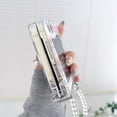 thumbnail image 4 of Cute Transparent Case for Samsung Galaxy Z Flip 6(2024 Release),Beautiful Print Design with Pearl Wrist Chain Shockproof Galaxy Z Flip 6 Phone Cover (Flower), 4 of 9