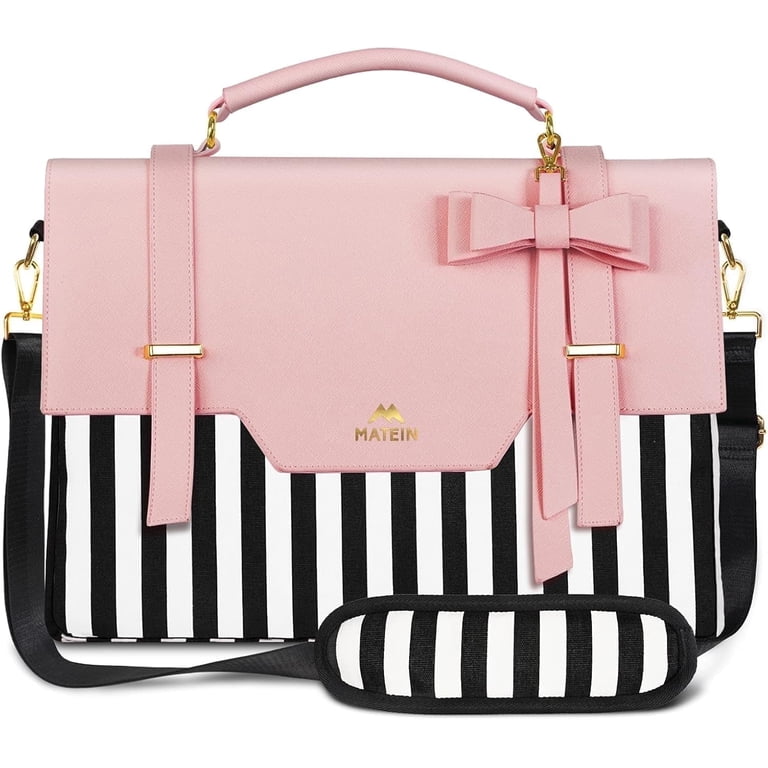 Matein 15.6" Laptop Tote Bag, Pink Faux Leather photo 1