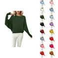 thumbnail image 1 of Chandails Surdimensionnés pour Femmes 2026 Mode Automne Hiver Manches Chauve-Souris Col Rond Tricot, 1 of 4