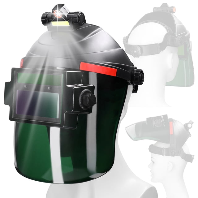 Tignapoo Solar-Powered Auto-Dimming Welding Helmet with 180° Flip Design, Lightweight & Comfortable for Argon Arc, MIG, and TIG Welding, UV/IR Protection, Adjustable Headband, Includes CR2032 Battery