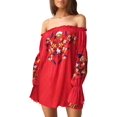 thumbnail image 1 of Iimos Robes Courtes à Manches Longues Brodées de Fleurs pour Femmes Rouge TG, 1 of 1