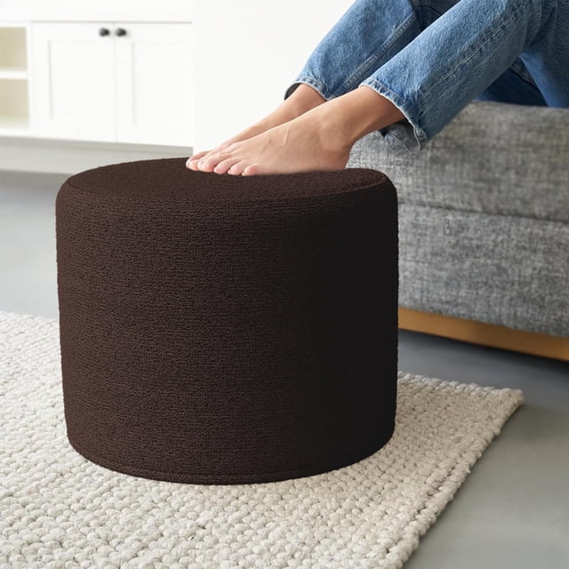 Puf otomano ZICOTO Beautiful Boucle con relleno de espuma rojo