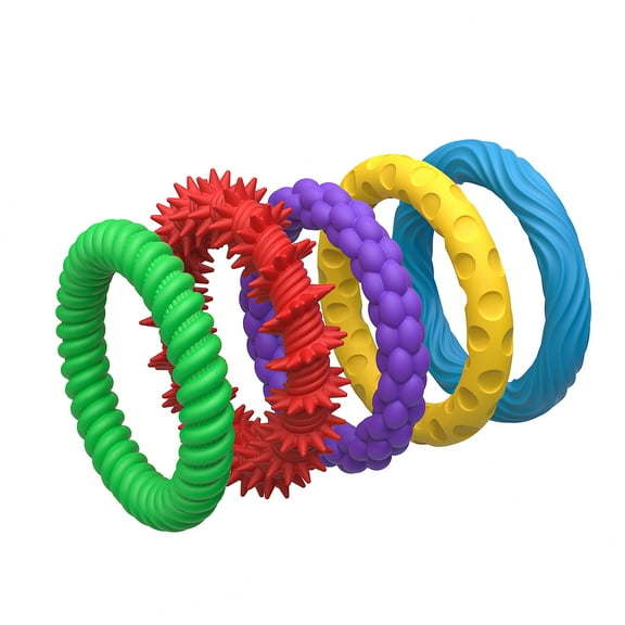 Pack of 5 Sensory Chewing Bracelets Texture Wristband for Student and Office for Stress Relief and Attention Enhancement