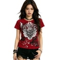 thumbnail image 4 of Women's Graphic Tees Y2K Vintage Gothic Tops 2000s Streetwear Slim Fit Shirt Emo Scene Alternative Clothes for Women, Casual Party Shirts, 4 of 8