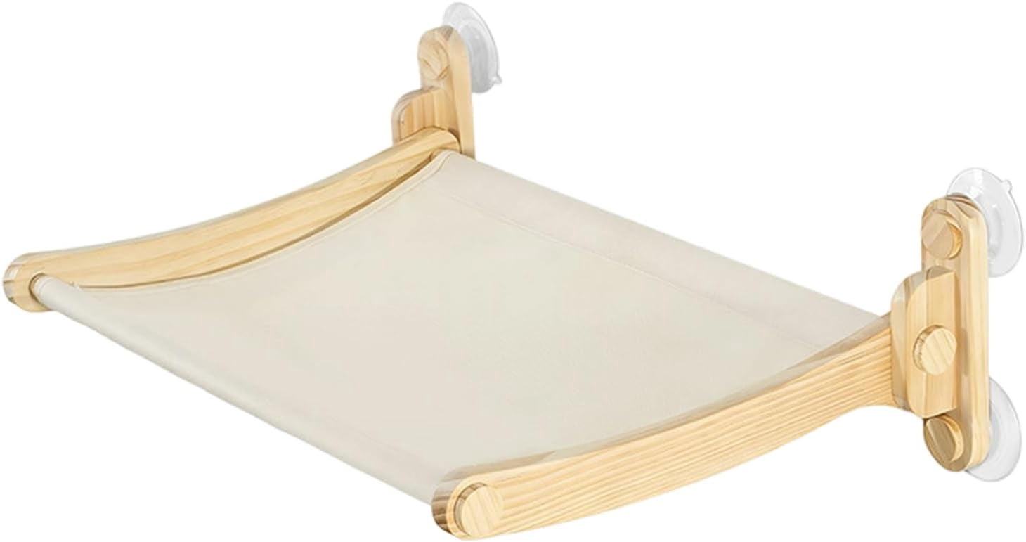 Suction Cup Cat Window Perch, Foldable, Wooden Frame, Washable, Indoor