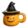 thumbnail image 4 of Taza de cerámica con forma de fantasma de Halloween, para bebidas, adorno de mesa, taza para bebidas con tapa Naranja, 4 of 9