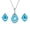 Blue, variant on Blue Water Drop Crystal Necklace and Earrings Set Alloy Rhinestone Jewelry Set for Women Adjustable Chain Pendant Necklace and Stud Earrings Valentine's Day Gift Party Jewelry Fashion Jewelry Set