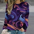 thumbnail image 2 of Simple Purple Ripple Womens Oversized Sweatshirts Hoodies Crewneck Casual Tops Comfy FallWinter Clothes 2024, 2 of 7