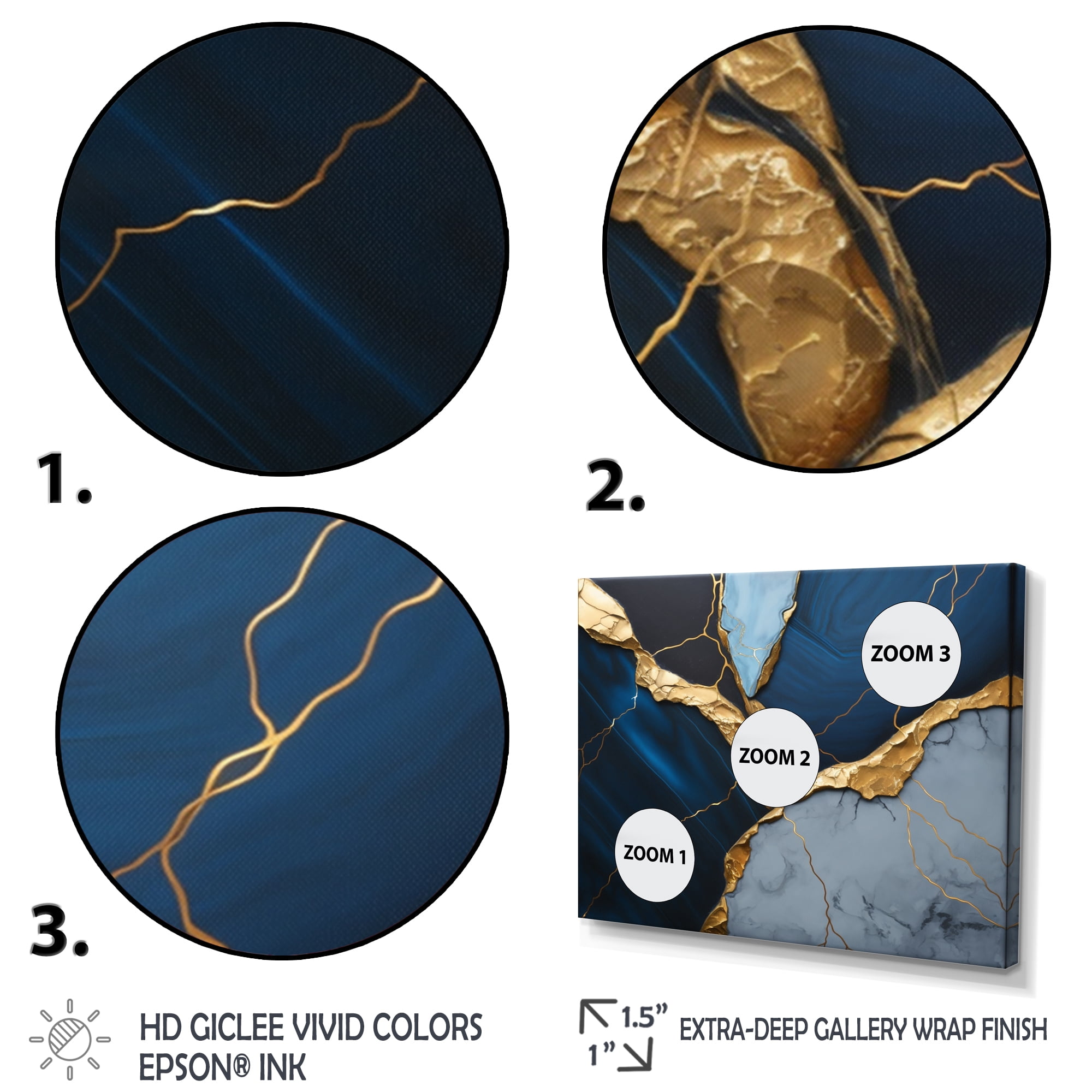 Designart Abstract Geode Blue III Canvas Wall Art