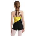 thumbnail image 4 of TiaoBug Kids Girls Sequin Jazz Dance Outfit Sleeveless Short Biketard Gymnastics Leotard with Sequin Hat Yellow&Black 14, 4 of 7
