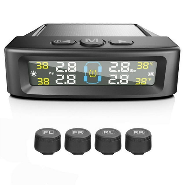 Car External Tire Pressure Sensors Solar Power TPMS Tire Pressure Monitoring System Tire Alarm Digital Display