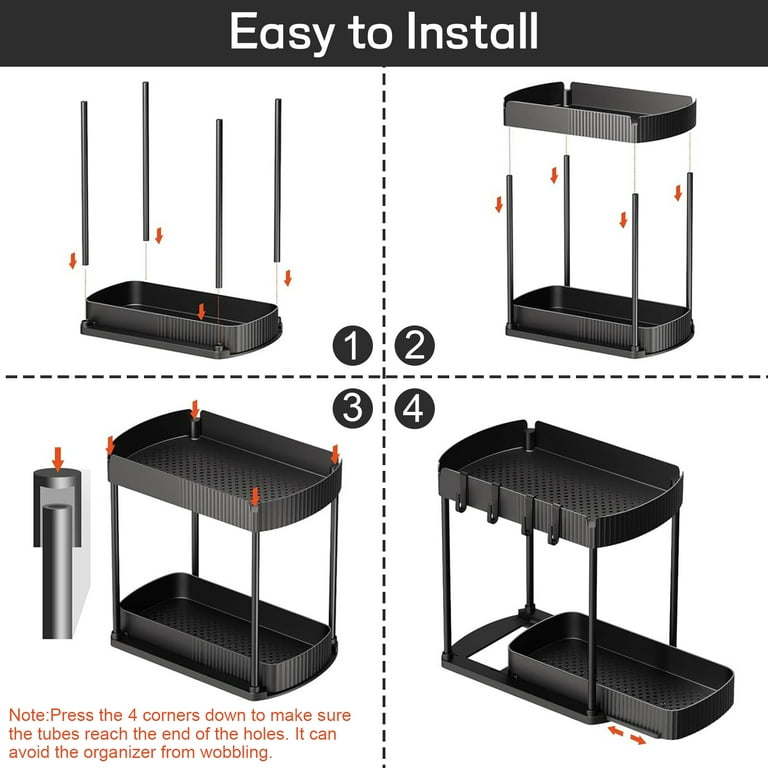 YIJ2 Black Under Sink Organizer,Bathroom Organizers and Storage