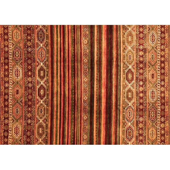 Ahgly Company Indoor Rectangle Abstract Orange Contemporary Area Rugs, 2' x 4'