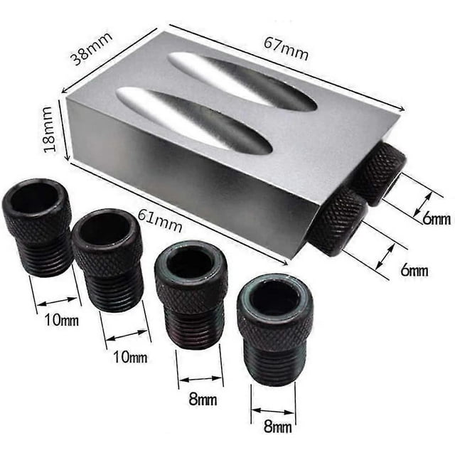 Pocket Hole Jig, 15 6/8/10 Mm Woodworking Set Oblique Positioner Locating Tool, Pocket Hole Screw Jig, Angle Woodworking Drill