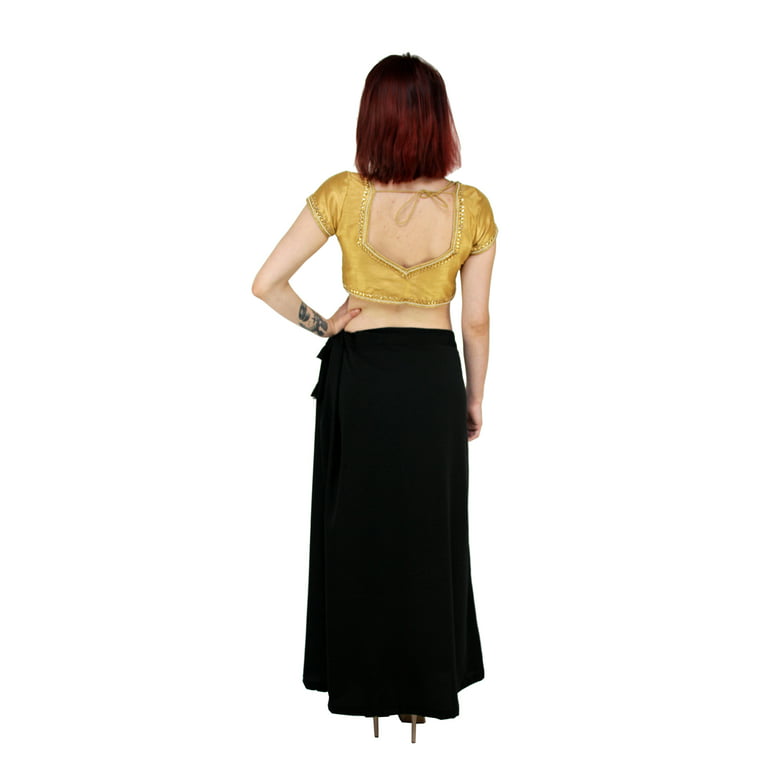 Sari Petticoat Stitched Indian Saree Petticoat Adjustable Waist Sari Skirt  (Black) 
