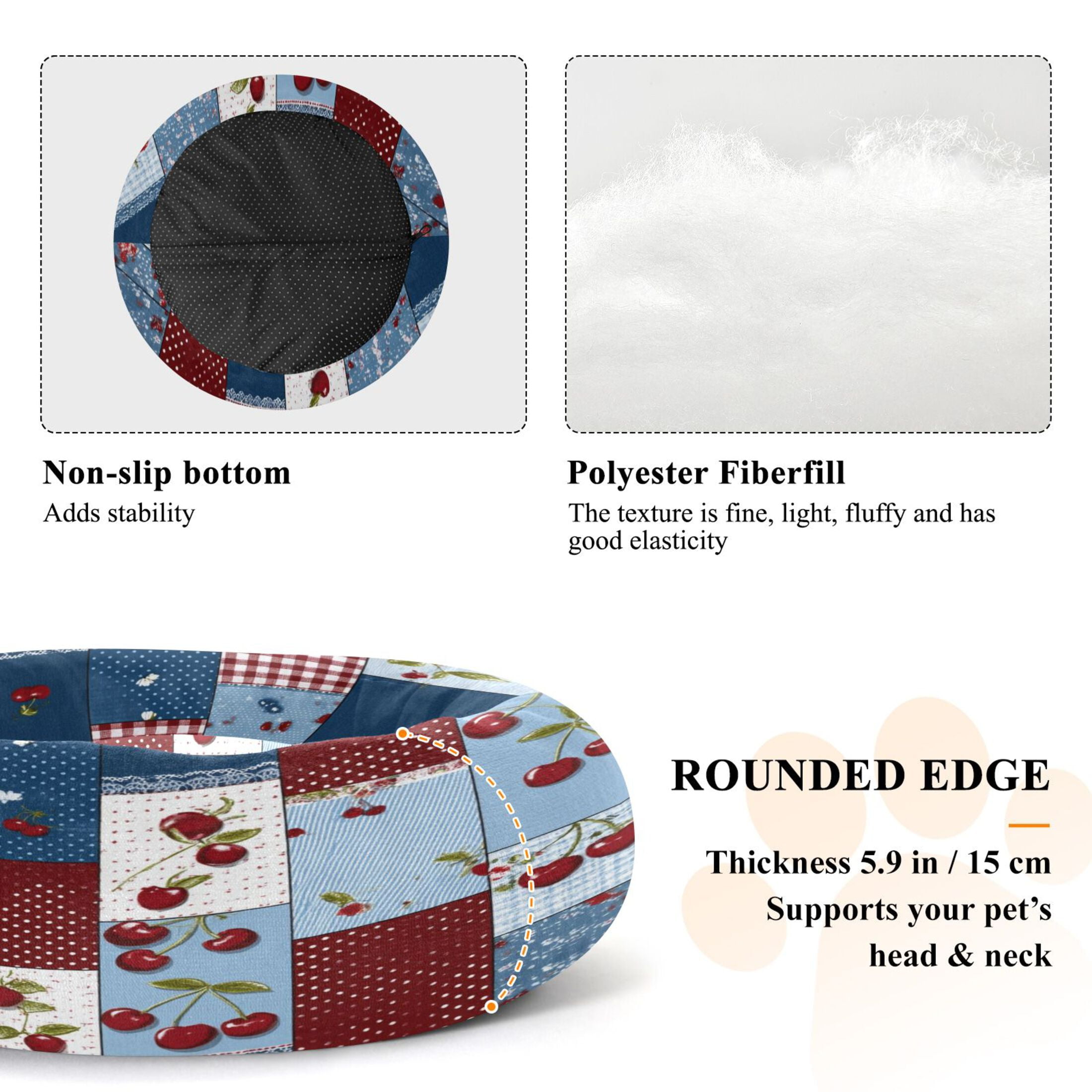Iauyy Pet Couch Donut Cat Bed for Indoor Cats/Small Dogs Washable & Machine with Non-slip Bottom Calming Cat Furniture, Cherry Pattern (M)