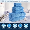 thumbnail image 6 of HALLEY Turkish Towels Set (6 Pieces) 650 GSM Highly Absorbent Super Soft 100% Cotton - 2 Bath Towels, 2 Hand Towels 2 Washcloths - Blue, 6 of 11