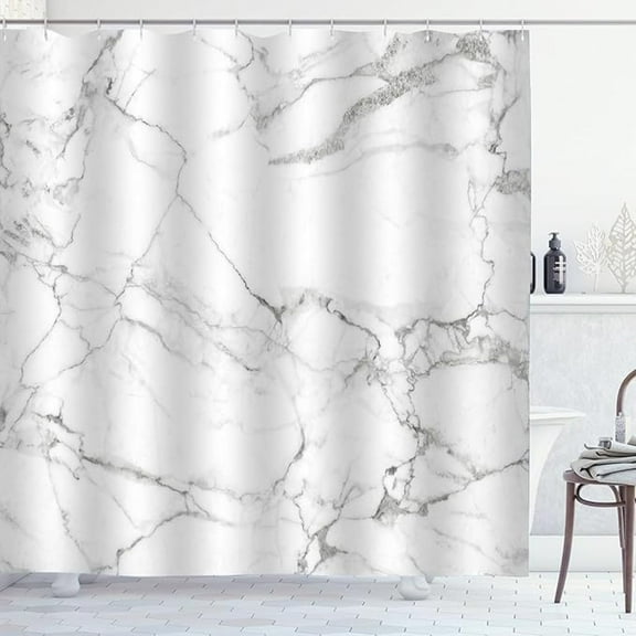 Grey White Marble Shower Curtain Abstract Modern Luxury Gray White Bathroom Curtains Waterproof Polyester Fabric Bath Curtain With 12 Hooks 48"W x 72"L (Pack of 1)